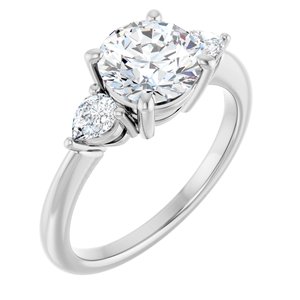 White Gold Round 1 3/4 CTW lab-grown diamond three-stone engagement ring