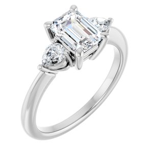 White Gold Emerald 1 1/2 CTW lab-grown diamond three-stone engagement ring