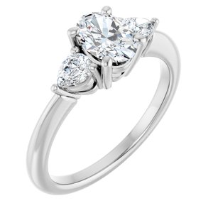White Gold Oval 1 CTW lab-grown diamond three-stone engagement ring