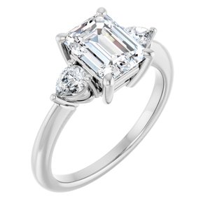 White Gold Emerald 2 CTW lab-grown diamond three-stone engagement ring