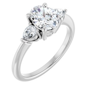 White Gold Oval 1 1/4 CTW lab-grown diamond three-stone engagement ring