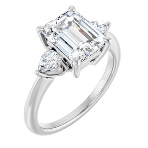 White Gold Emerald 2 3/4 CTW lab-grown diamond three-stone engagement ring