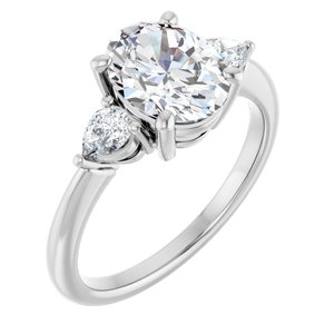 White Gold Oval 1 3/4 CTW lab-grown diamond three-stone engagement ring