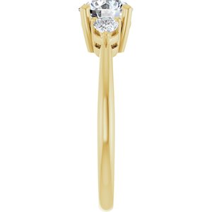 Classic Multi-Shape Lab-Grown Diamond Three-Stone Engagement Ring in 14K Gold — 1 1/4 CTW, Yellow Gold, side profile