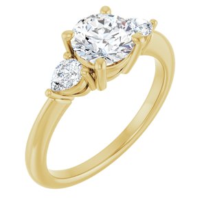 Yellow Gold Round 1 1/4 CTW lab-grown diamond three-stone engagement ring