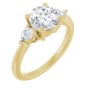 Yellow Gold Round 1 3/4 CTW lab-grown diamond three-stone engagement ring
