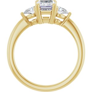 Classic Multi-Shape Lab-Grown Diamond Three-Stone Engagement Ring in 14K Gold — 1 1/2 CTW, Yellow Gold, rear profile