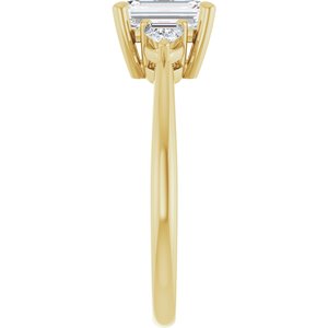 Classic Multi-Shape Lab-Grown Diamond Three-Stone Engagement Ring in 14K Gold — 1 1/2 CTW, Yellow Gold, side profile