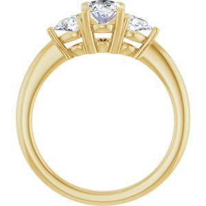 Classic Multi-Shape Lab-Grown Diamond Three-Stone Engagement Ring in 14K Gold — 1 CTW, Yellow Gold, rear profile