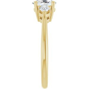 Classic Multi-Shape Lab-Grown Diamond Three-Stone Engagement Ring in 14K Gold — 1 CTW, Yellow Gold, side profile