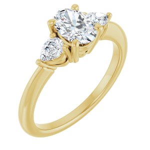 Yellow Gold Oval 1 CTW lab-grown diamond three-stone engagement ring