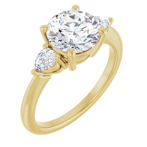 Yellow Gold Round 2 1/4 CTW lab-grown diamond three-stone engagement ring