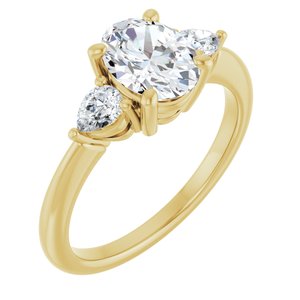 Yellow Gold Oval 1 1/4 CTW lab-grown diamond three-stone engagement ring