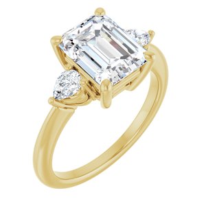 Yellow Gold Emerald 2 3/4 CTW lab-grown diamond three-stone engagement ring