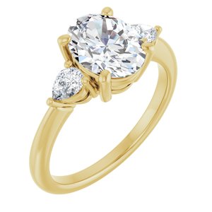 Yellow Gold Oval 1 3/4 CTW lab-grown diamond three-stone engagement ring
