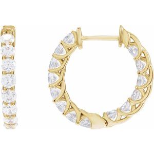 14K Yellow Gold Inside Outside Canadian Diamond Hoop Earrings