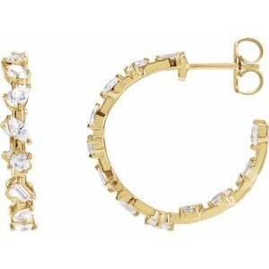 14K Yellow Gold Hoop Earrings with Lab Grown Diamond