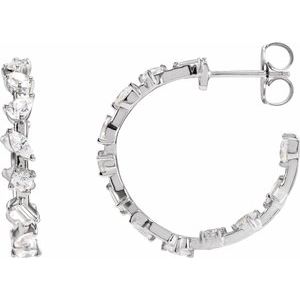 14K White Gold Hoop Earrings with Lab Grown Diamond