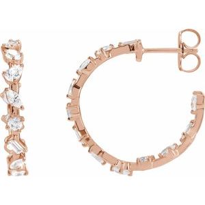 14K Rose Gold Hoop Earrings with Lab Grown Diamond