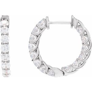 14K White Gold Inside Outside Canadian Diamond Hoop Earrings