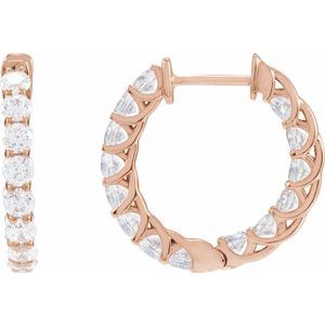 14K Rose Gold Inside Outside Canadian Diamond Hoop Earrings