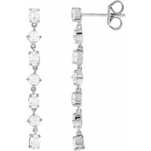 14K White Gold Seven Stone Lab Grown Diamond Earring