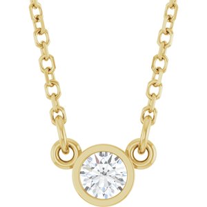 14K Yellow Gold Lab Diamond Solitaire Necklace