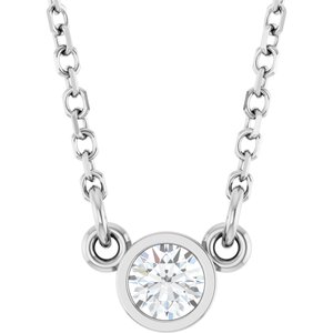 14K White Gold Lab Diamond Solitaire Necklace