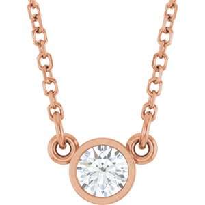 14K Rose Gold Lab Diamond Solitaire Necklace