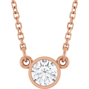 14K Rose Gold Lab Diamond Solitaire Necklace