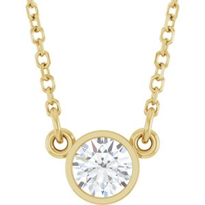 14K Yellow Gold Lab Diamond Solitaire Necklace
