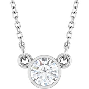 14K White Gold Lab Diamond Solitaire Necklace