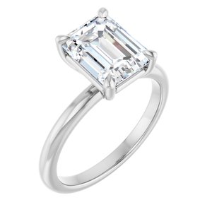 White Gold 2 1/2 CTW Emerald Lab-Grown Diamond Solitaire Engagement Ring