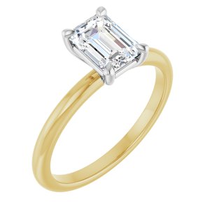 Yellow/White Gold 1 1/4 CTW Emerald Lab-Grown Diamond Solitaire Engagement Ring