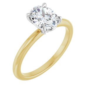 Yellow/White Gold 1 CTW Oval Lab-Grown Diamond Solitaire Engagement Ring
