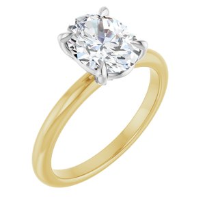 Yellow/White Gold 1 1/2 CTW Oval Lab-Grown Diamond Solitaire Engagement Ring