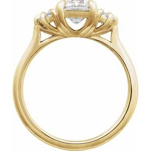 Modern Multi-Shape Lab-Grown Diamond Three-Stone Engagement Ring in 14K Gold — 1 1/2 CTW, Yellow Gold, rear profile