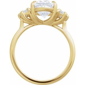 Modern Multi-Shape Lab-Grown Diamond Three-Stone Engagement Ring in 14K Gold — 1 1/3 CTW, Yellow Gold, rear profile