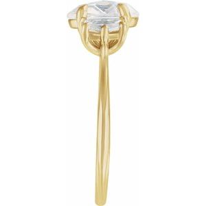 Modern Multi-Shape Lab-Grown Diamond Three-Stone Engagement Ring in 14K Gold — 1 3/4 CTW, Yellow Gold, front view
