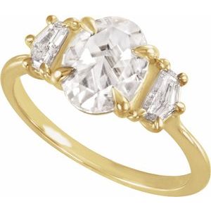 Modern Multi-Shape Lab-Grown Diamond Three-Stone Engagement Ring in 14K Gold — 1 3/4 CTW, Yellow Gold, side profile