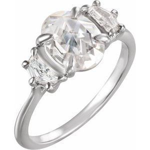 White Gold Oval 2 1/2 CTW lab-grown diamond three-stone engagement ring