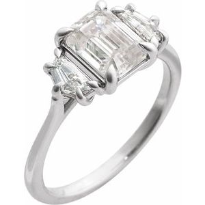 White Gold Modern Multi-Shape Lab-Grown Diamond Three-Stone Engagement Ring
