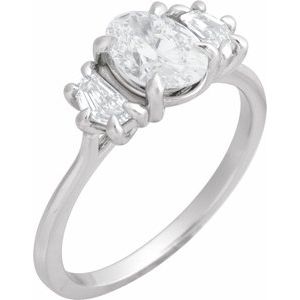 White Gold Oval 1 1/3 CTW lab-grown diamond three-stone engagement ring