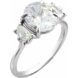 White Gold Oval 1 3/4 CTW lab-grown diamond three-stone engagement ring