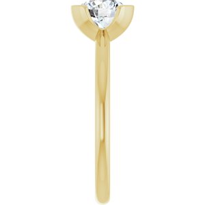 Round Lab-Grown Diamond Half-Bezel Engagement Ring in 14K Gold — 1 CTW, Yellow Gold, side profile
