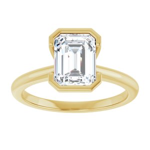 Emerald Lab-Grown Diamond Half-Bezel Engagement Ring in 14K Gold — 1 3/4 CTW, Yellow Gold, front view
