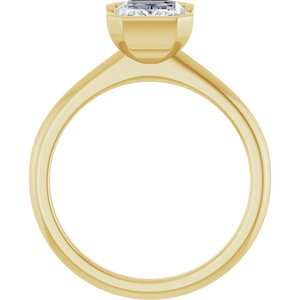 Emerald Lab-Grown Diamond Half-Bezel Engagement Ring in 14K Gold — 1 3/4 CTW, Yellow Gold, rear profile