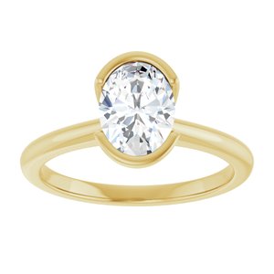 Oval Lab-Grown Diamond Half-Bezel Engagement Ring in 14K Gold — 1 CTW, Yellow Gold, front view