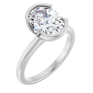 White Gold 2 1/2 CTW Oval Lab-Grown Diamond Half-Bezel Engagement Ring