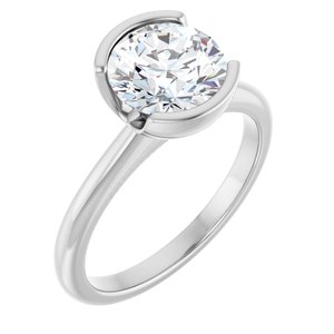 White Gold 2 CTW Round Lab-Grown Diamond Half-Bezel Engagement Ring